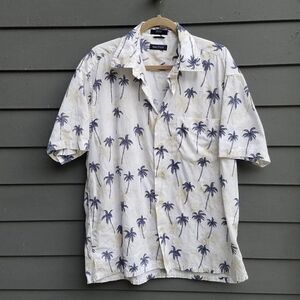 Mens Nautica Cotton White Tropical Shirt with Palm Trees Size Large